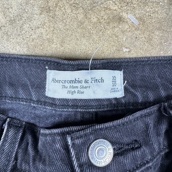 Abercrombie & Fitch Mom Short Women’s 30/10 Black High Rise Distressed Cutoff - Picture 4 of 10